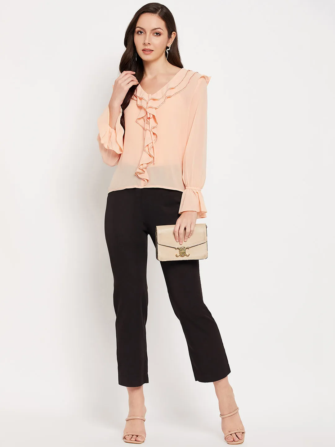 Camla Barcelona Ruffled Embellished Top