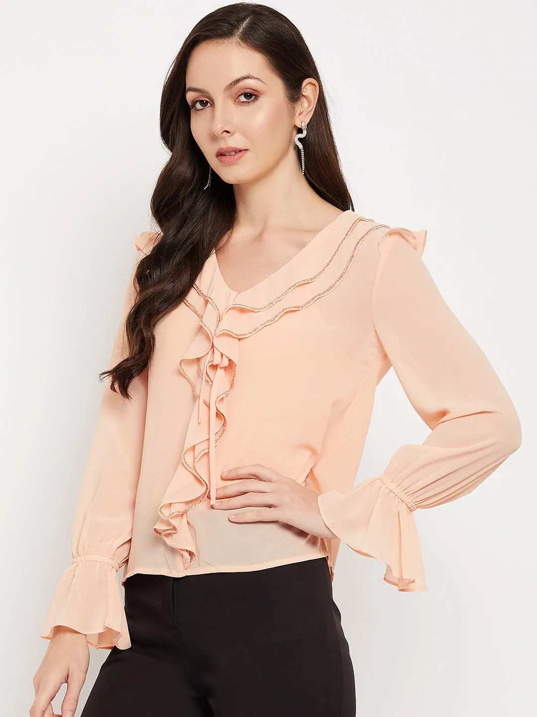 Camla Barcelona Ruffled Embellished Top