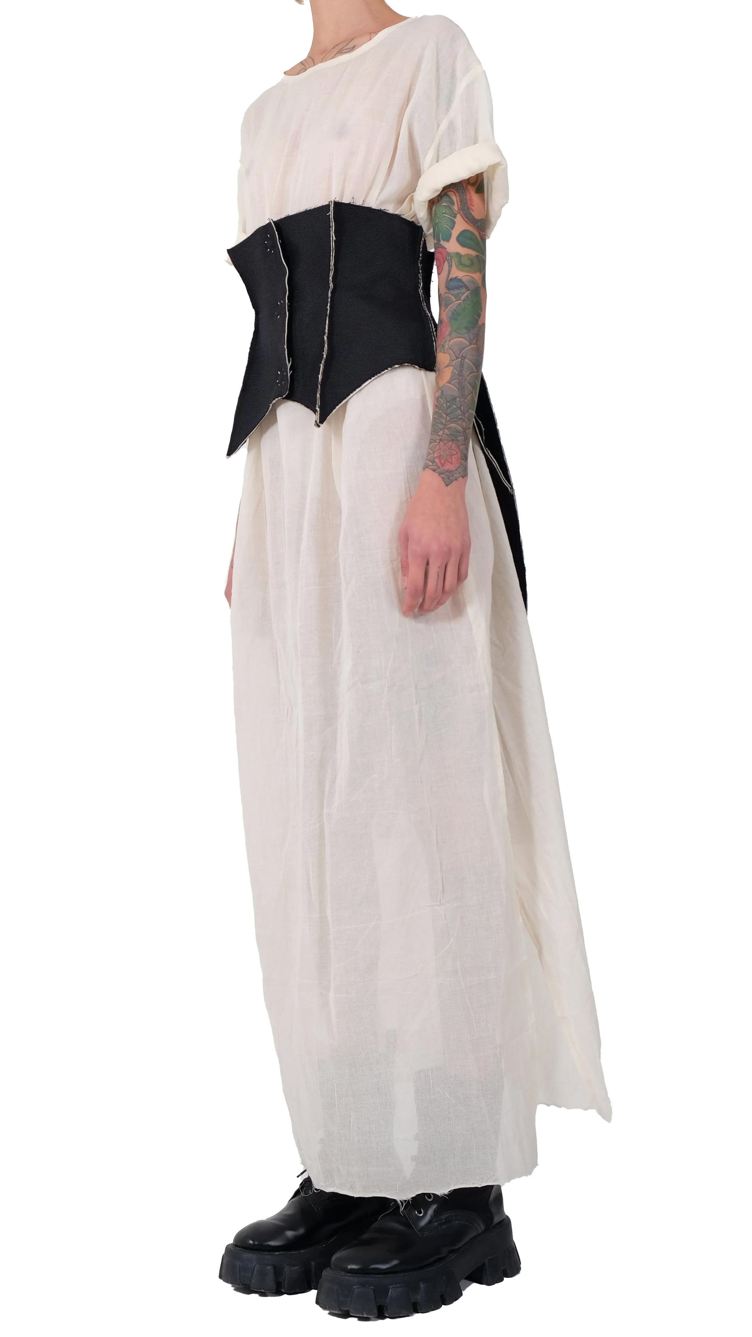 Canvas Corset Waist Belt with Tail