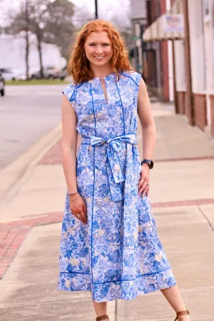 CAP SLEEVE FLORAL MIDI DRESS
