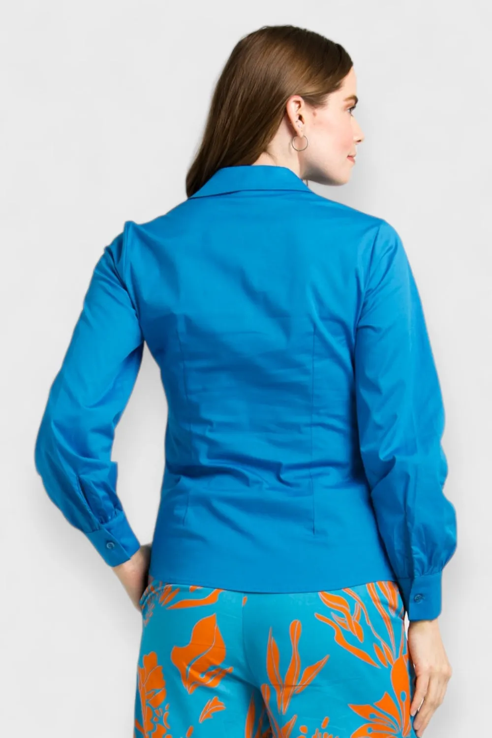 Capri Blue Button Up Blouse