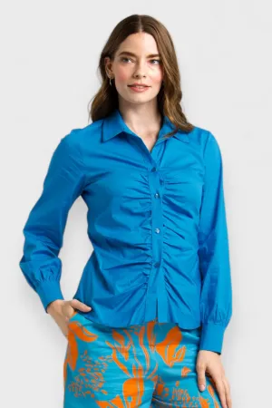 Capri Blue Button Up Blouse