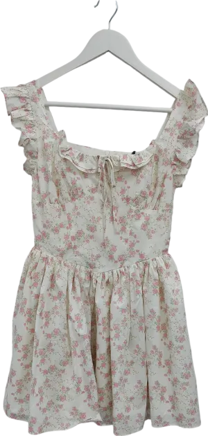 Caramella Cream Dahlia Floral Printed Cotton Mini Dress UK S