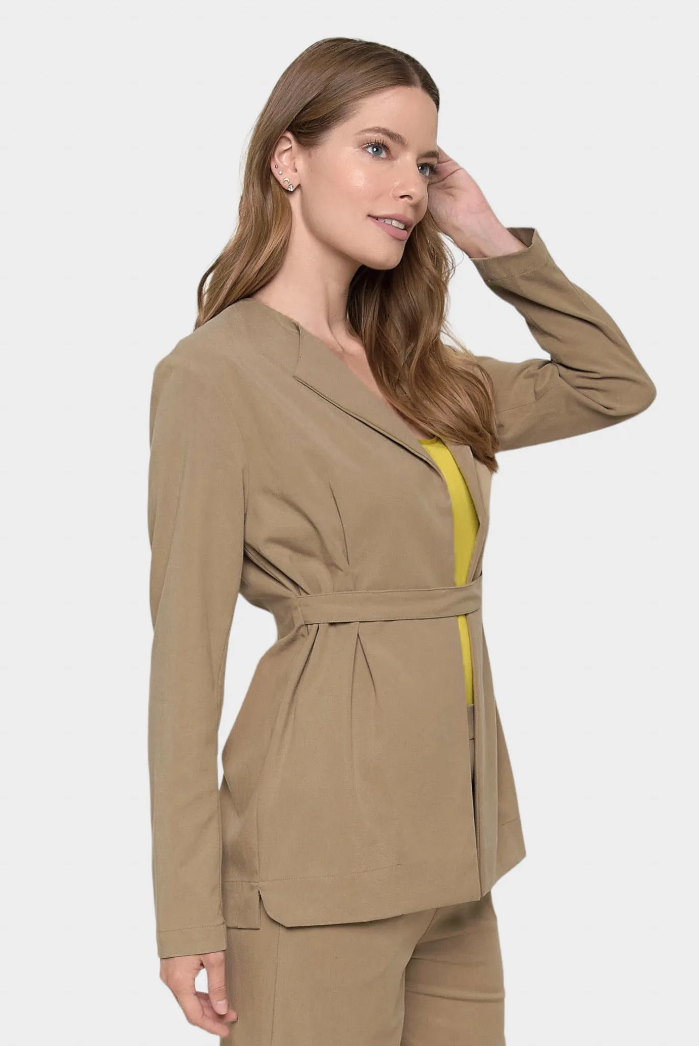 Carmella Tan Belted Blazer
