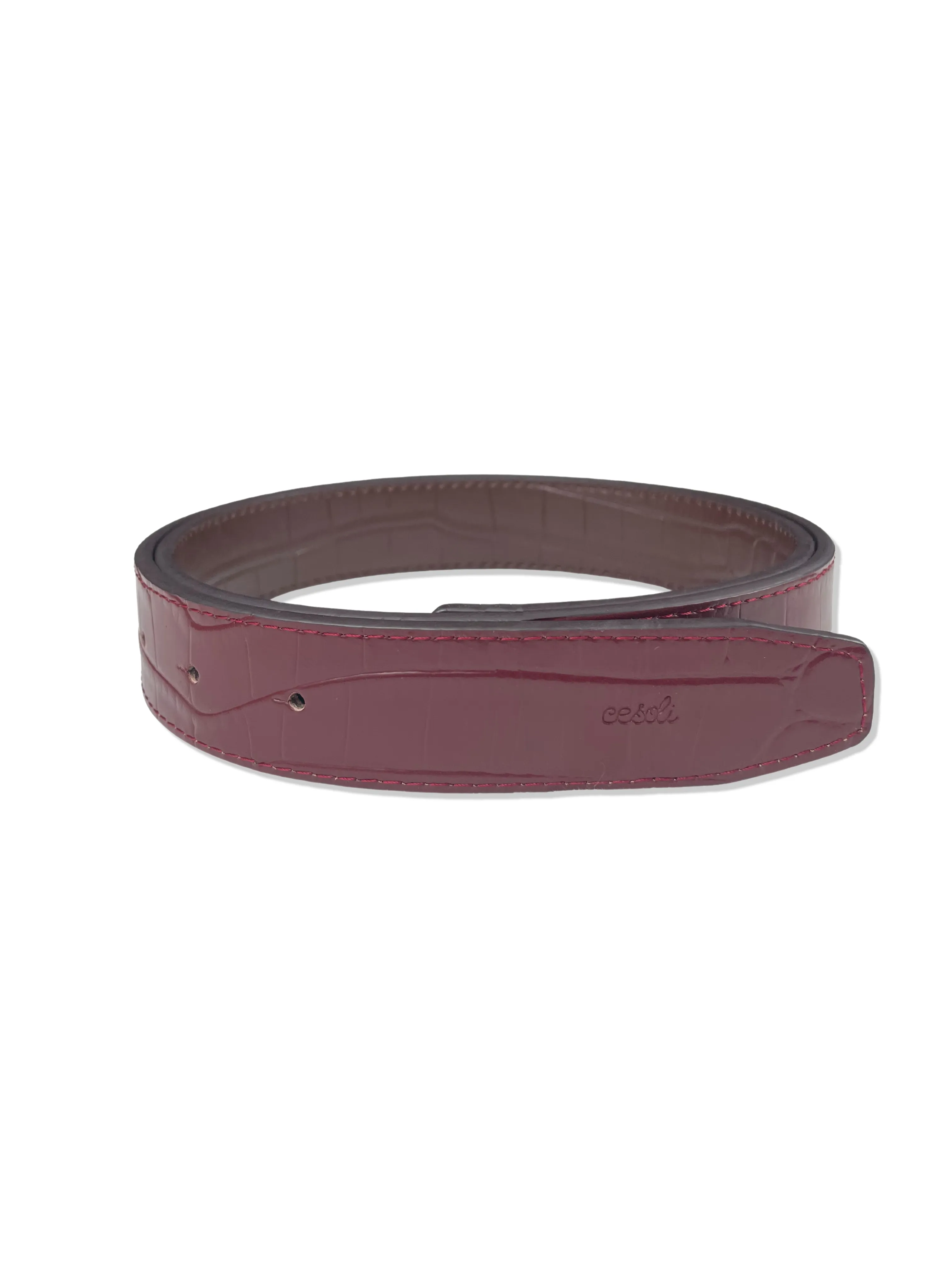 Cesoli Reversible Leather Belt in Sangria/Thoroughbred Brown
