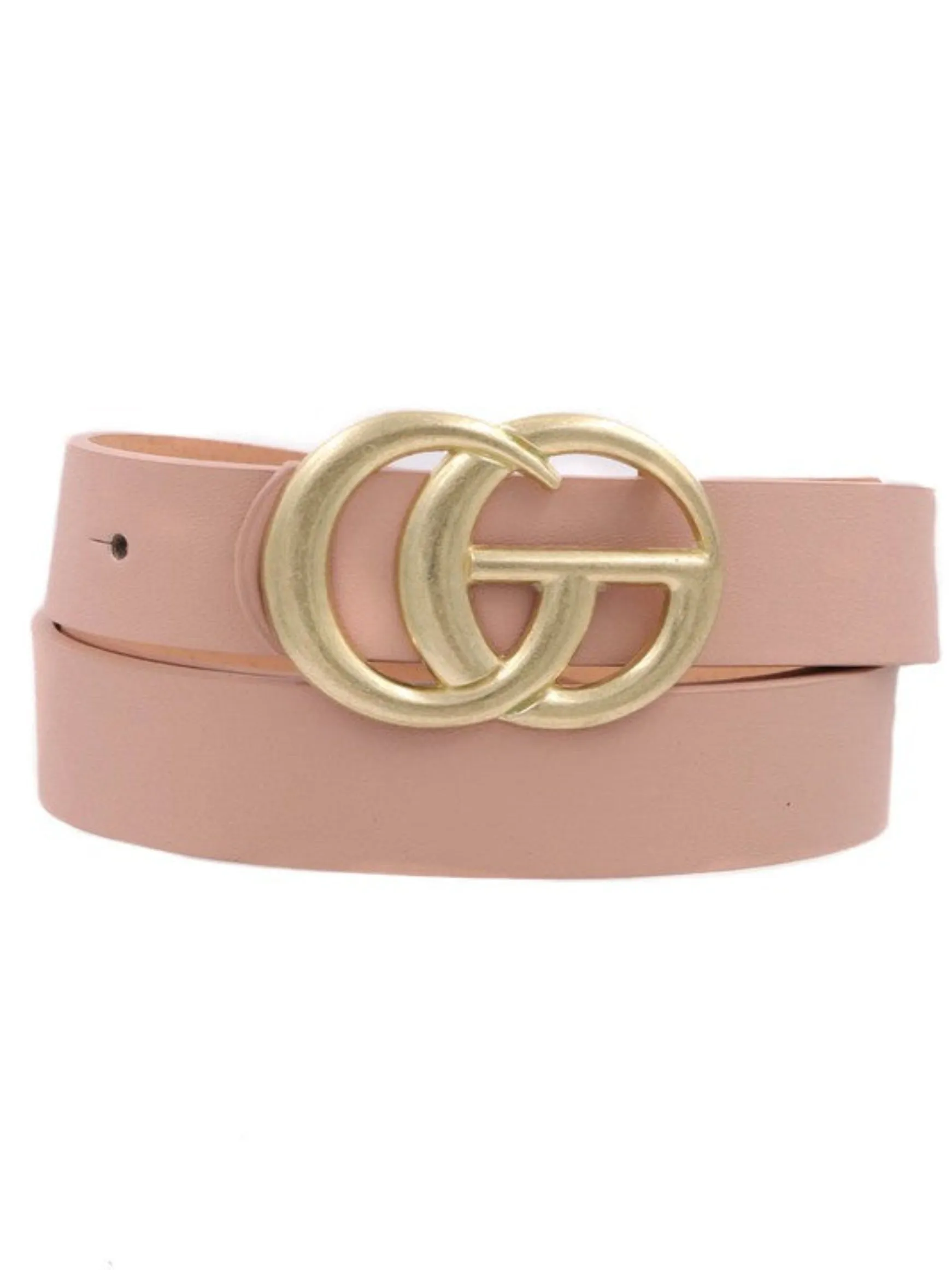 CG Faux Leather Belt, Blush