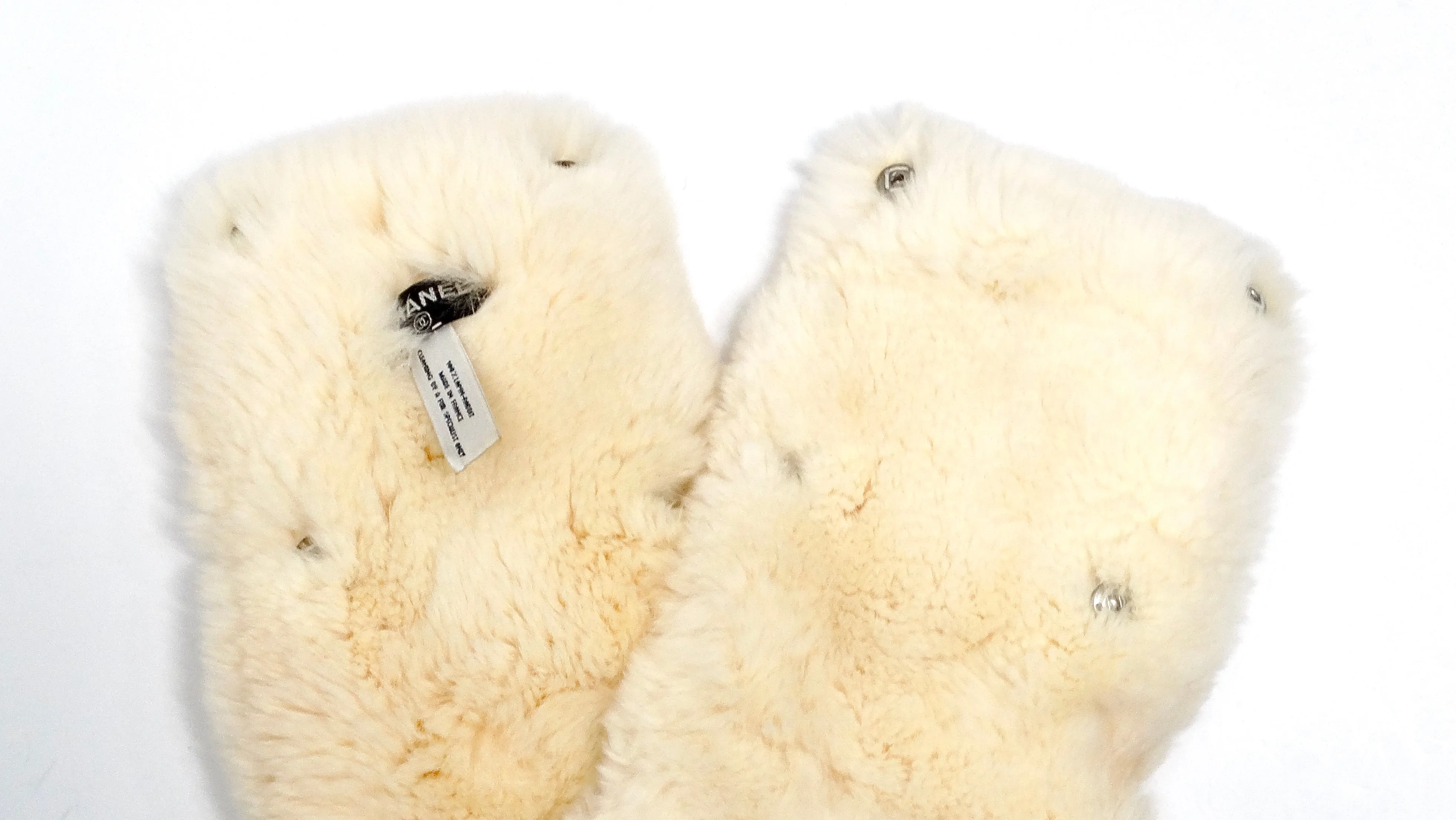 Chanel Vintage 1990s CC Lapin Fur Cream & Black Muffler