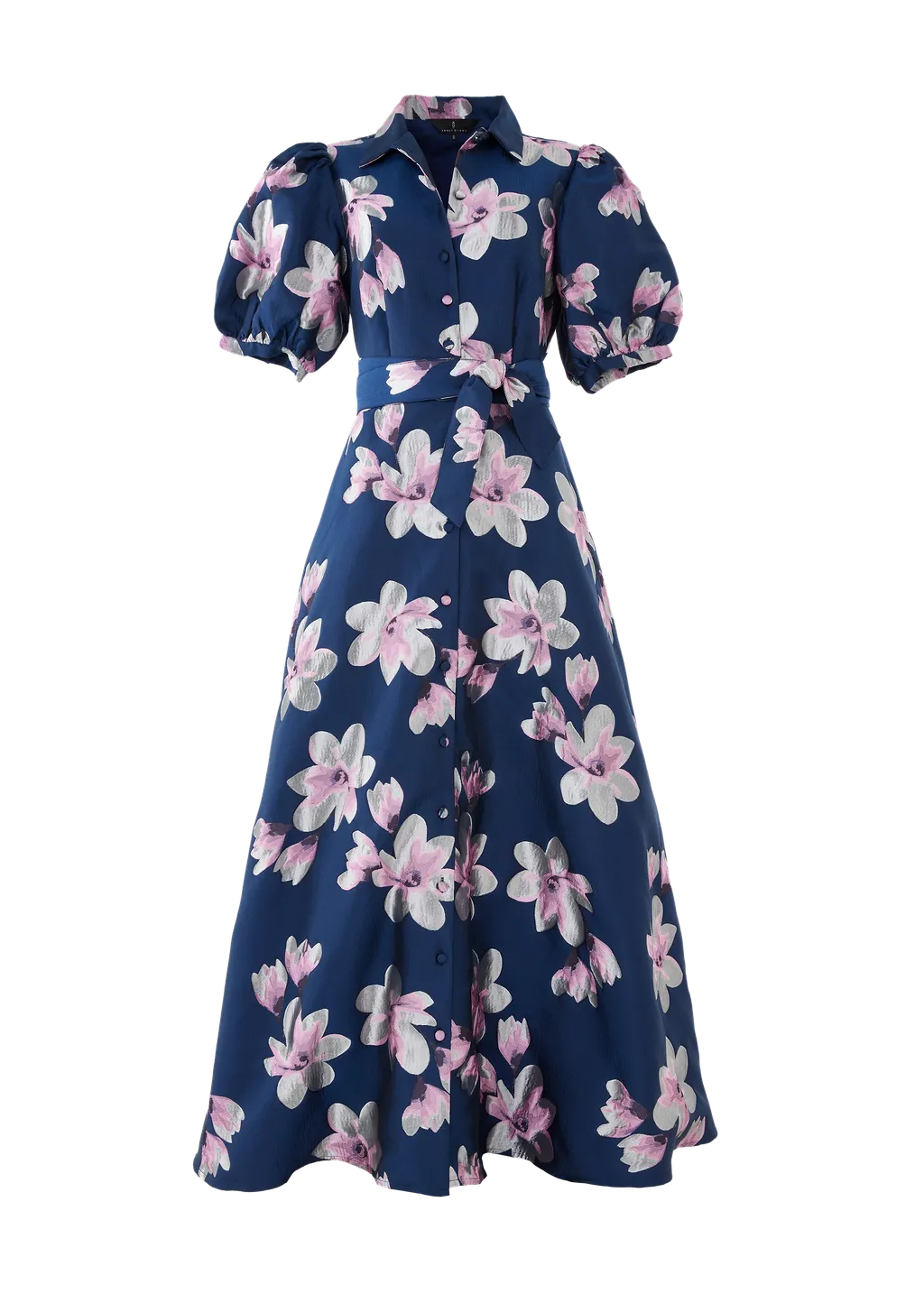 Charlotte Gown Blue Plumeria Jacquard