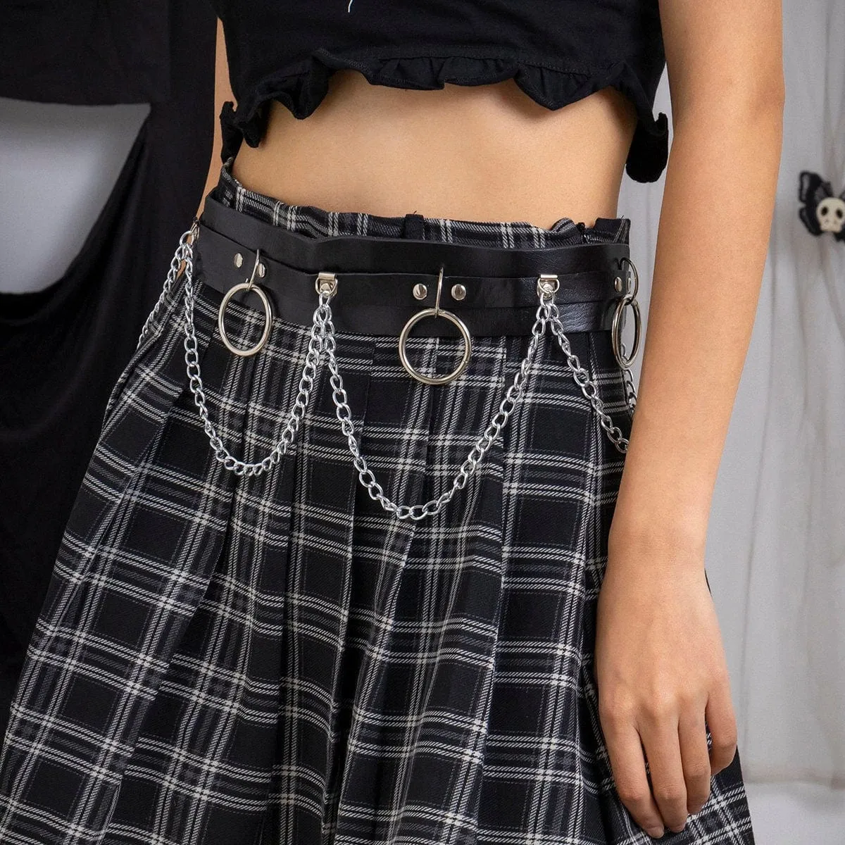 Chic Halo Charm Waved Tassel Leather Waist Chain