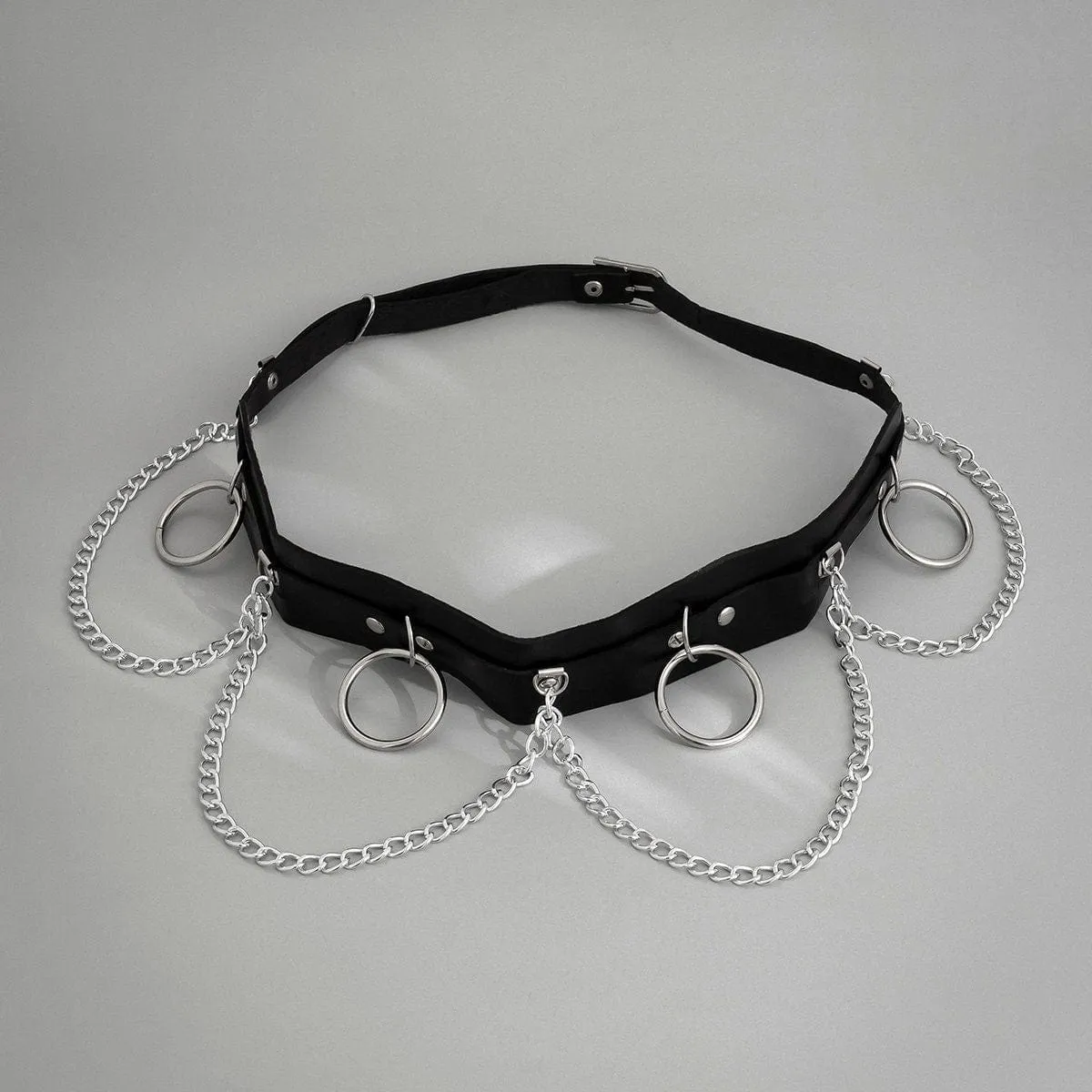 Chic Halo Charm Waved Tassel Leather Waist Chain