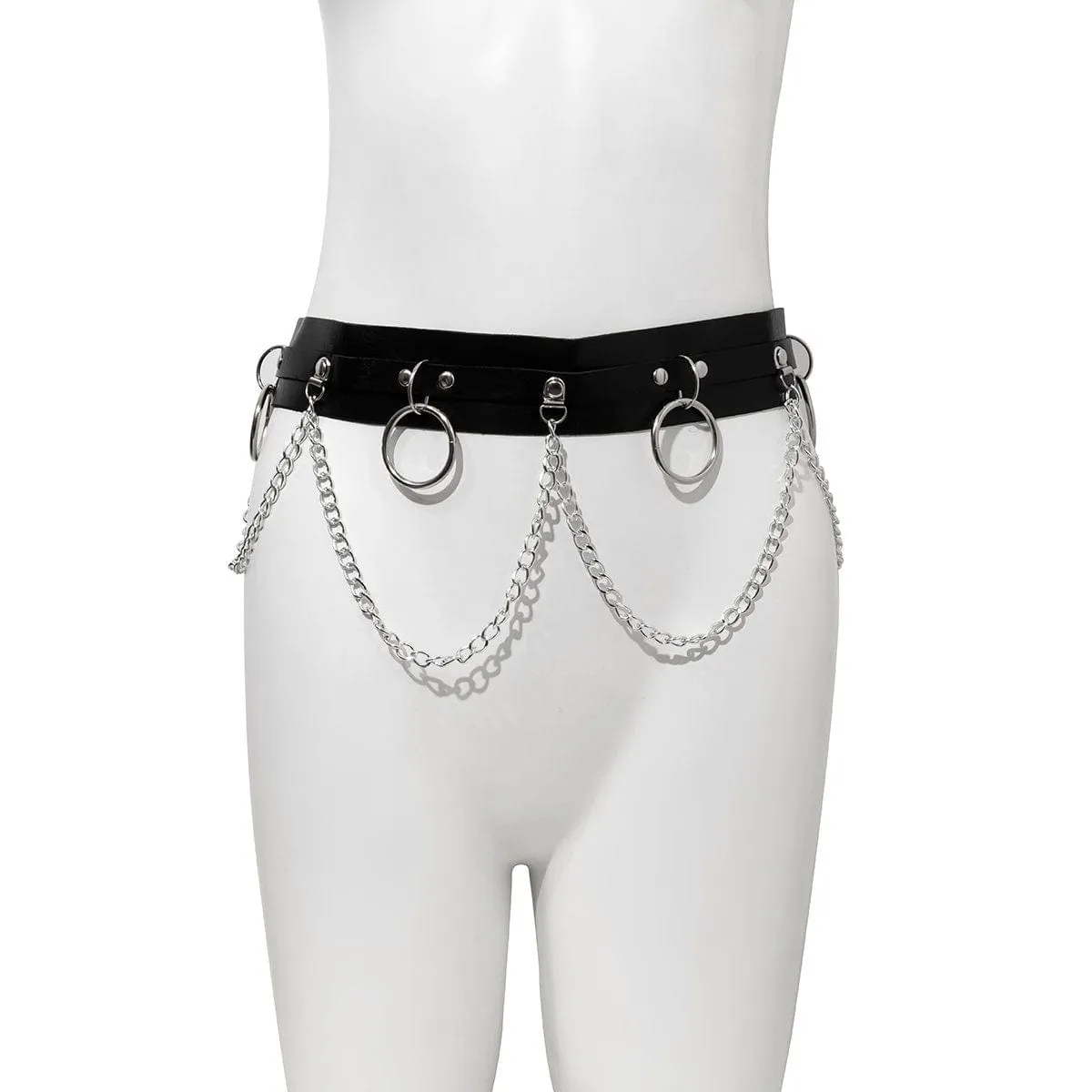 Chic Halo Charm Waved Tassel Leather Waist Chain