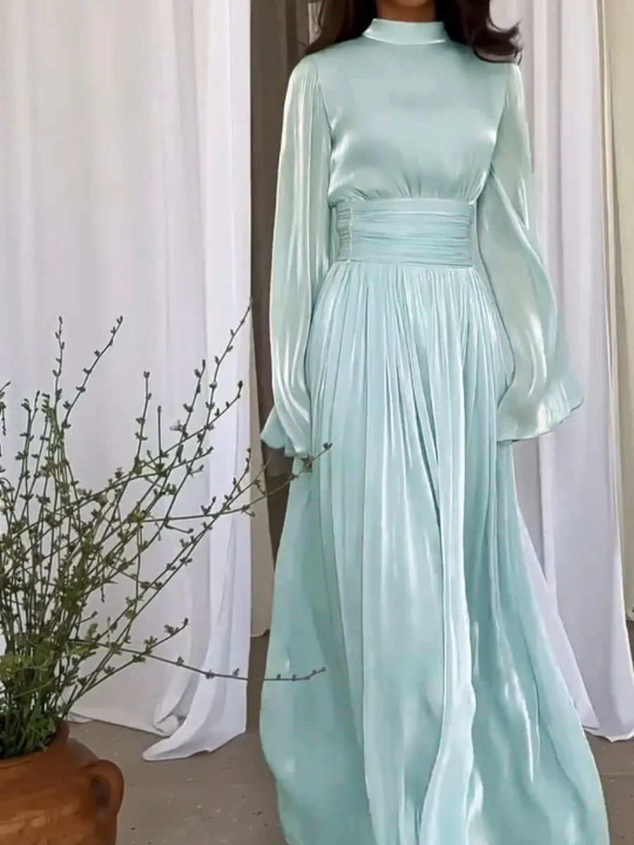 Chic Maxi Dress with Bow Tie Belt and Pleated Details