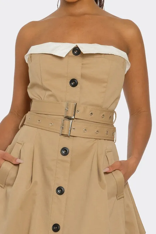 Chic Reinvented Trench Maxi  tube Dress