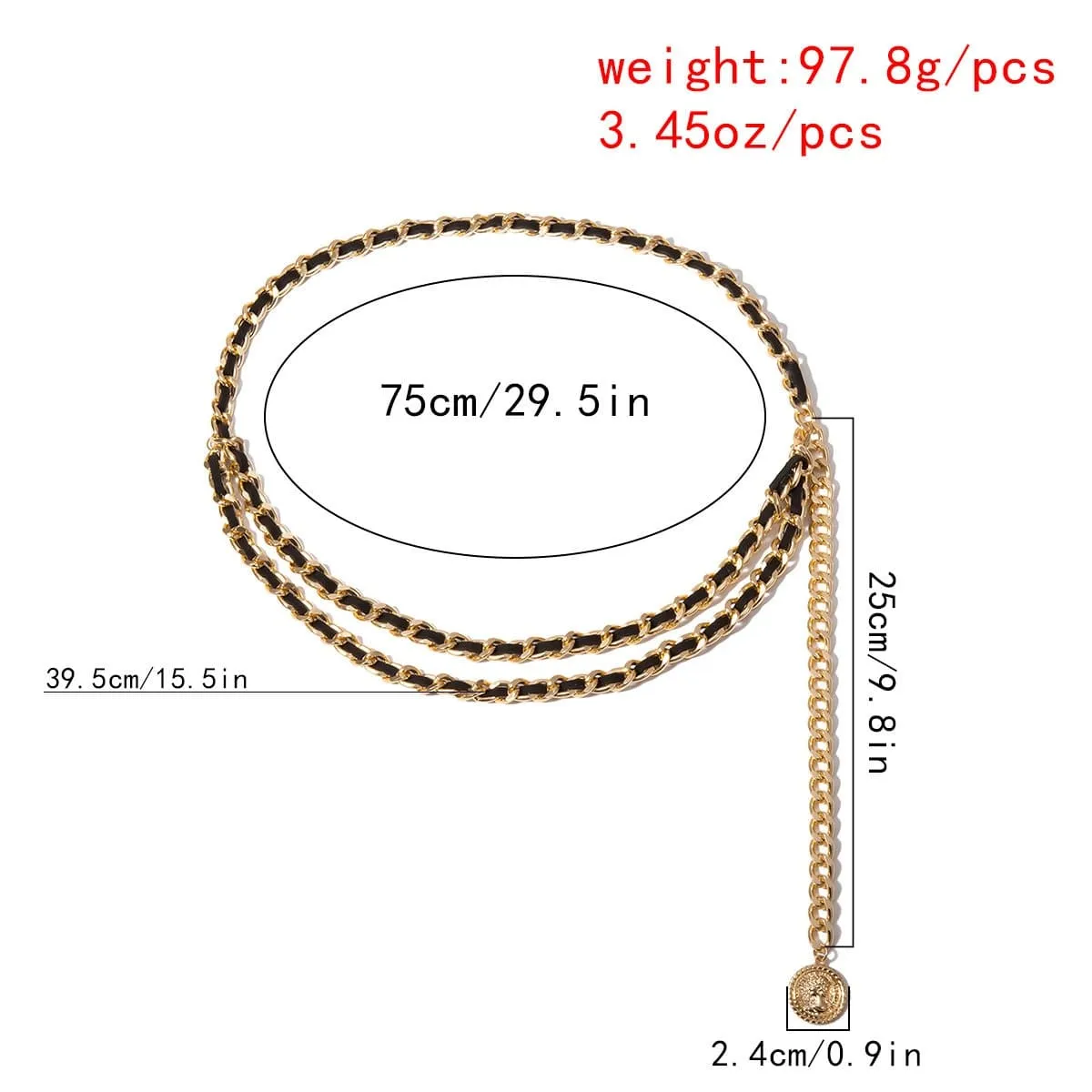 Chic Velvet Interwoven Waist Chain | Relief Coin Pendant Belly Chain | Trendy Layered Body Chain