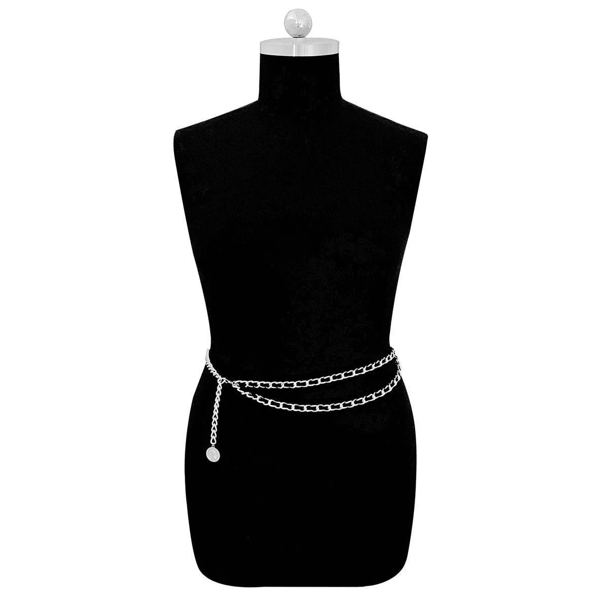 Chic Velvet Interwoven Waist Chain | Relief Coin Pendant Belly Chain | Trendy Layered Body Chain