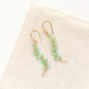 Chrysoprase Wrapped Gold Vine Earrings