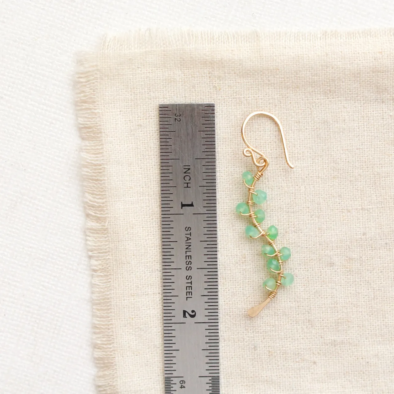 Chrysoprase Wrapped Gold Vine Earrings