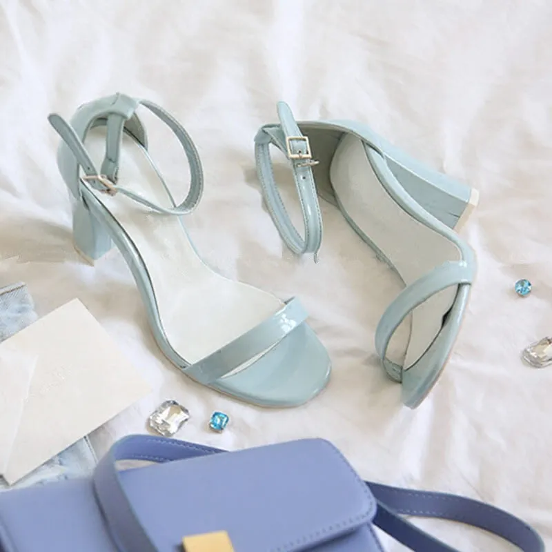 Chunky Heel One Strap Ankle Buckle Small Sandals Heidi