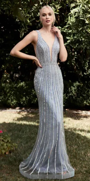 Cinderella Divine CD960 Fit and Flare Mermaid Beaded Formal Gown