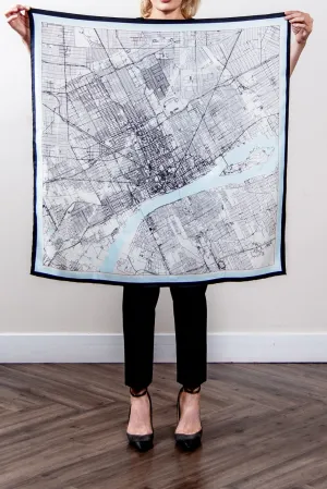City Map Double Sided 34" Silk Scarf