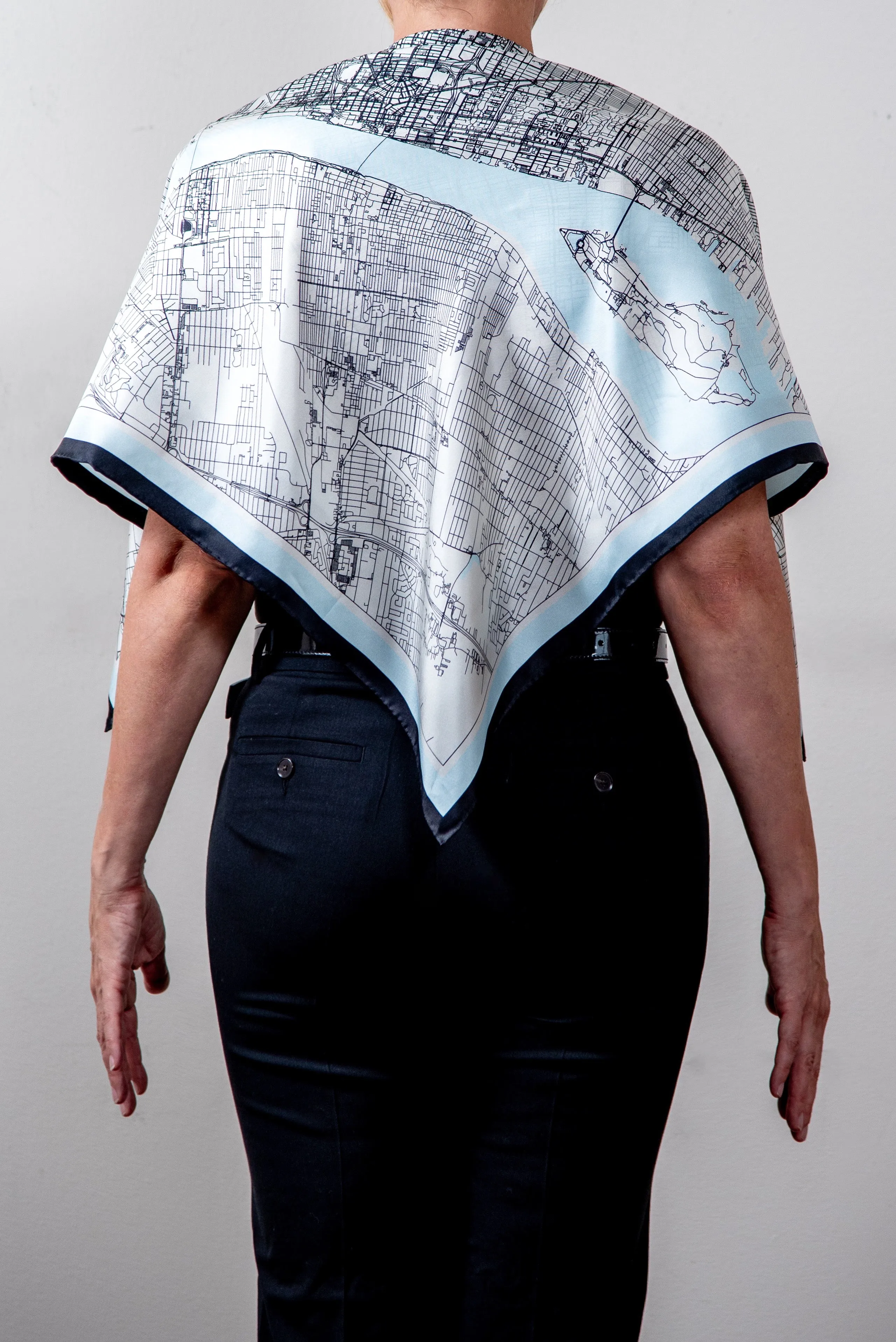 City Map Double Sided 34" Silk Scarf