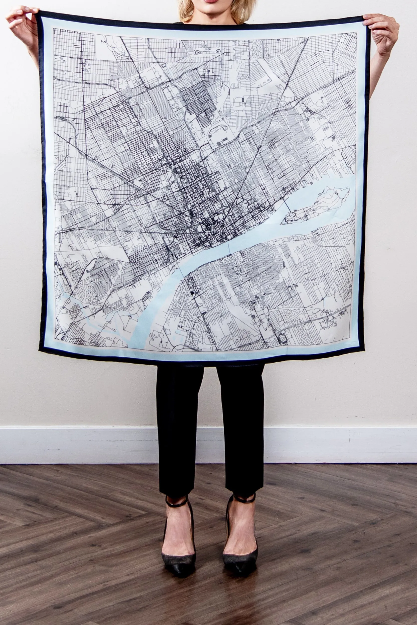 City Map Double Sided 34" Silk Scarf