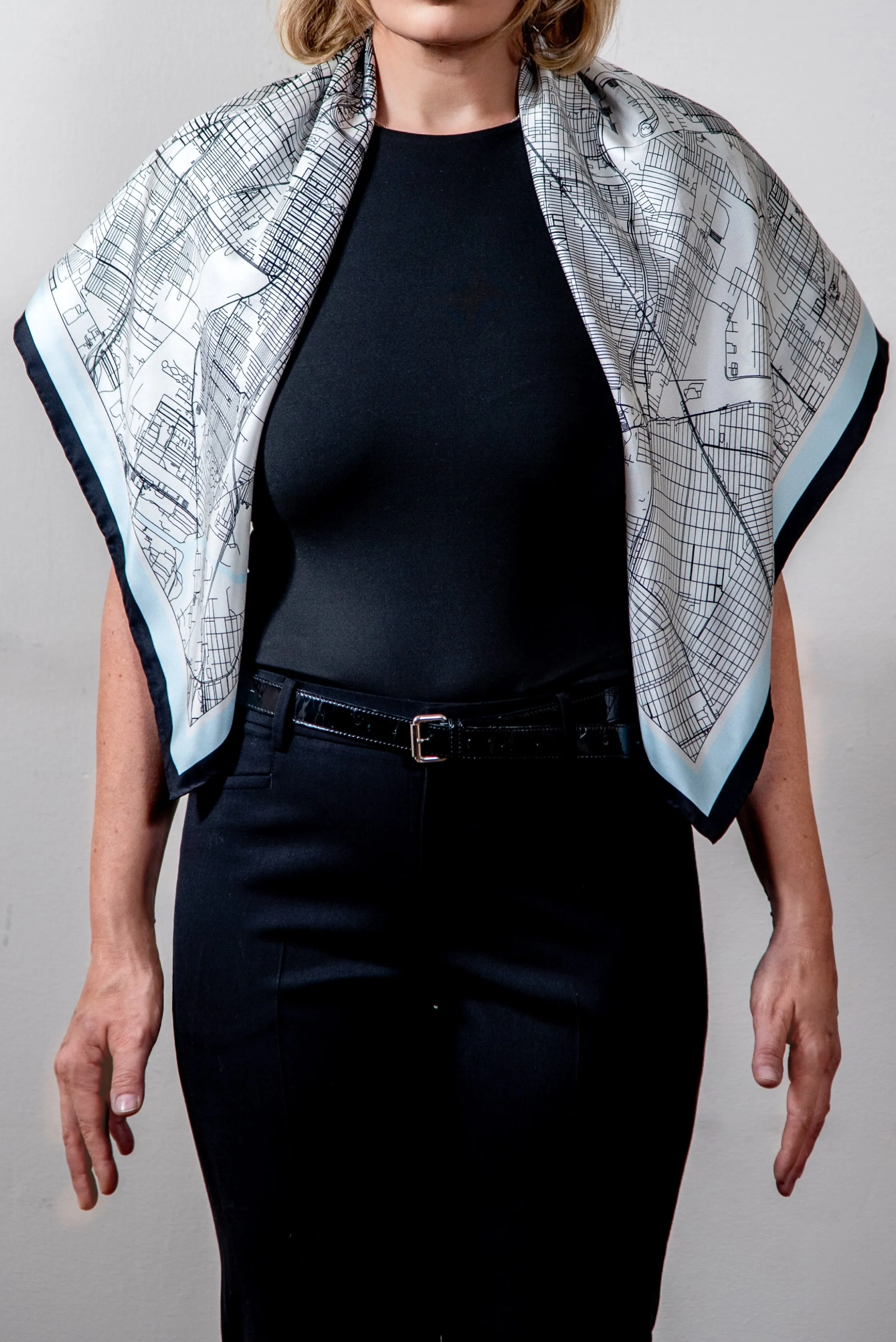 City Map Double Sided 34" Silk Scarf