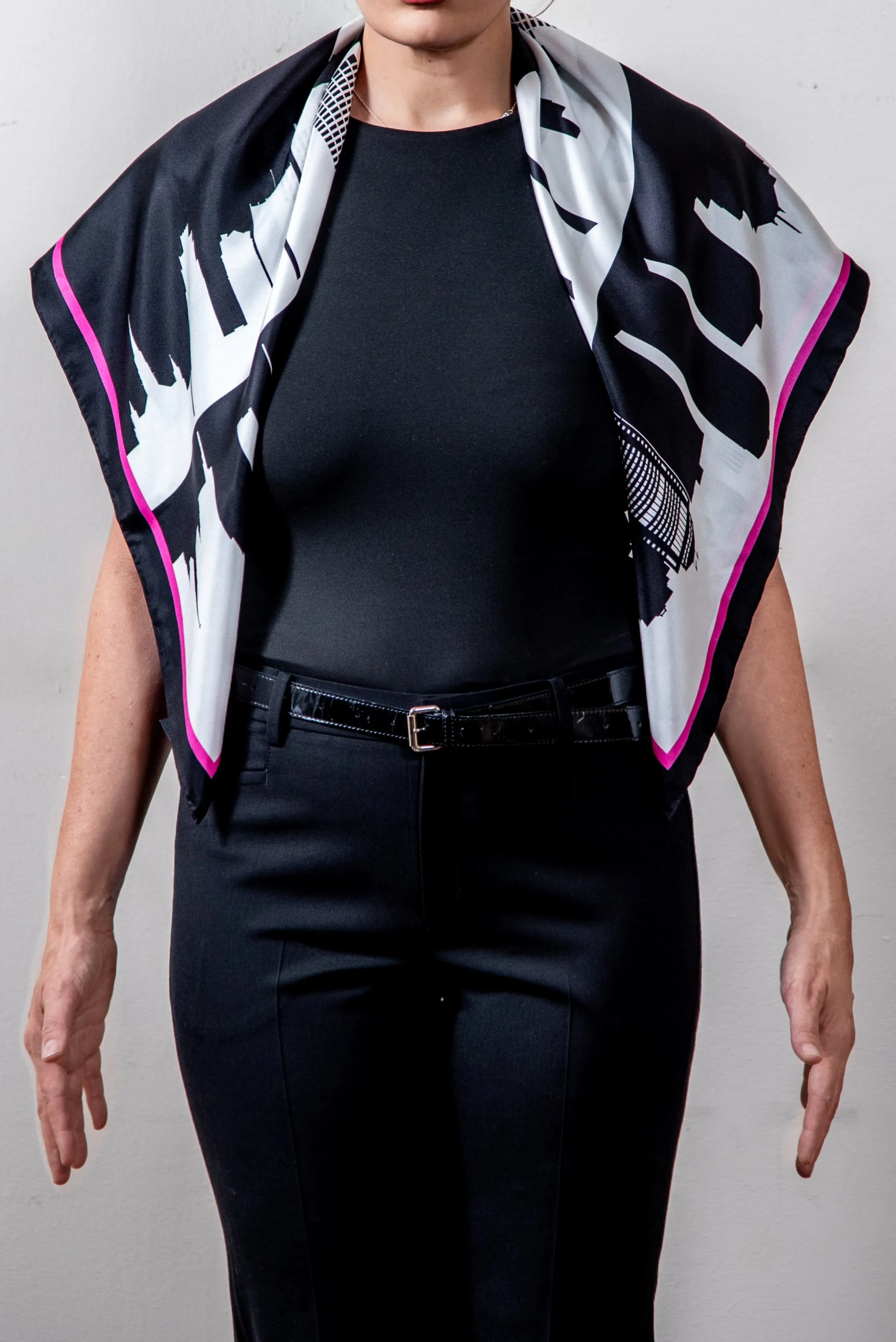 CITY SKYLINE 34" DOUBLE SIDED SILK SCARF