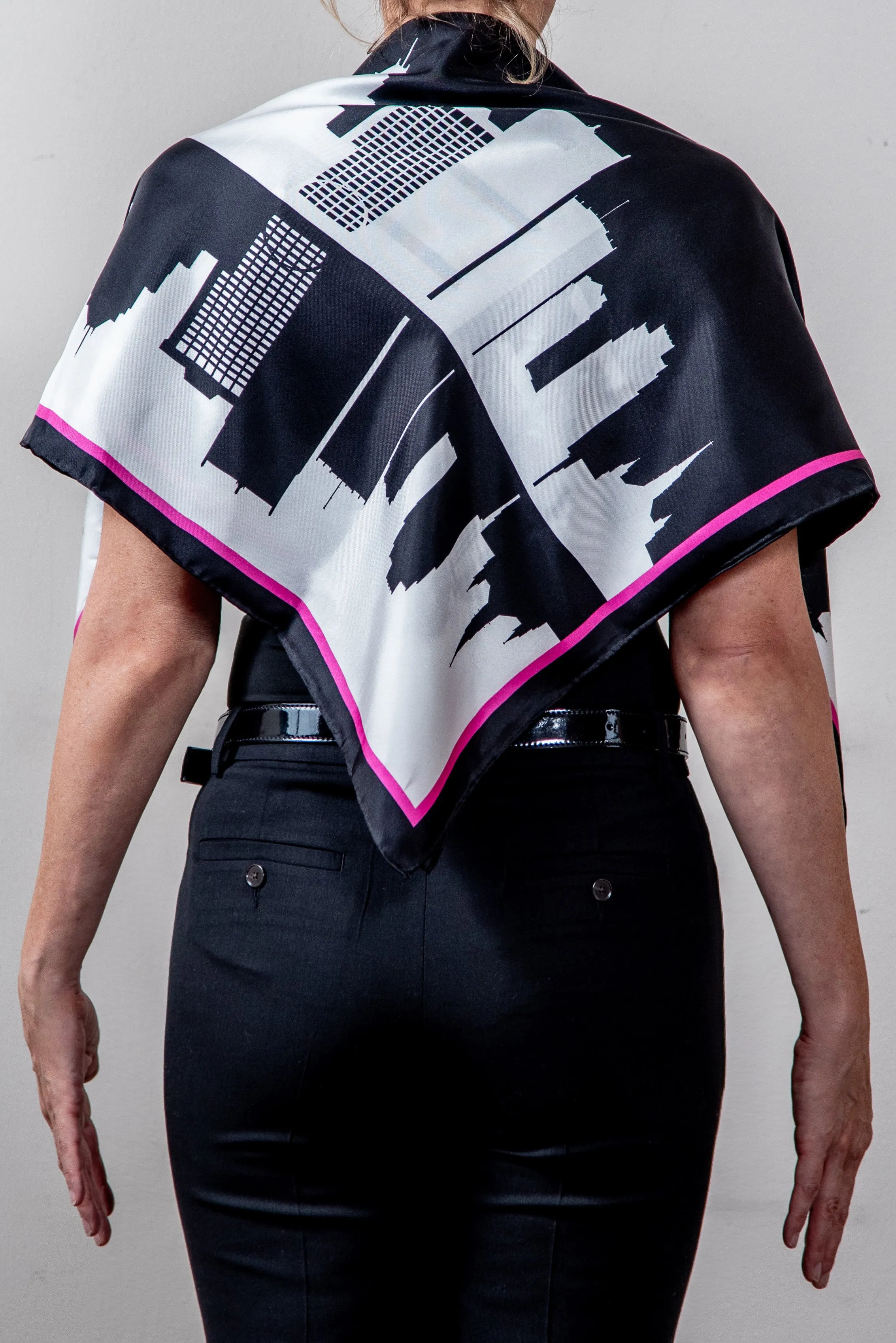 CITY SKYLINE 34" DOUBLE SIDED SILK SCARF