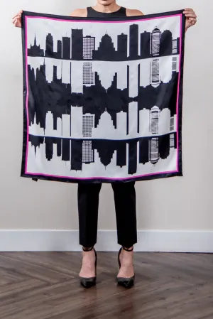CITY SKYLINE 34" DOUBLE SIDED SILK SCARF