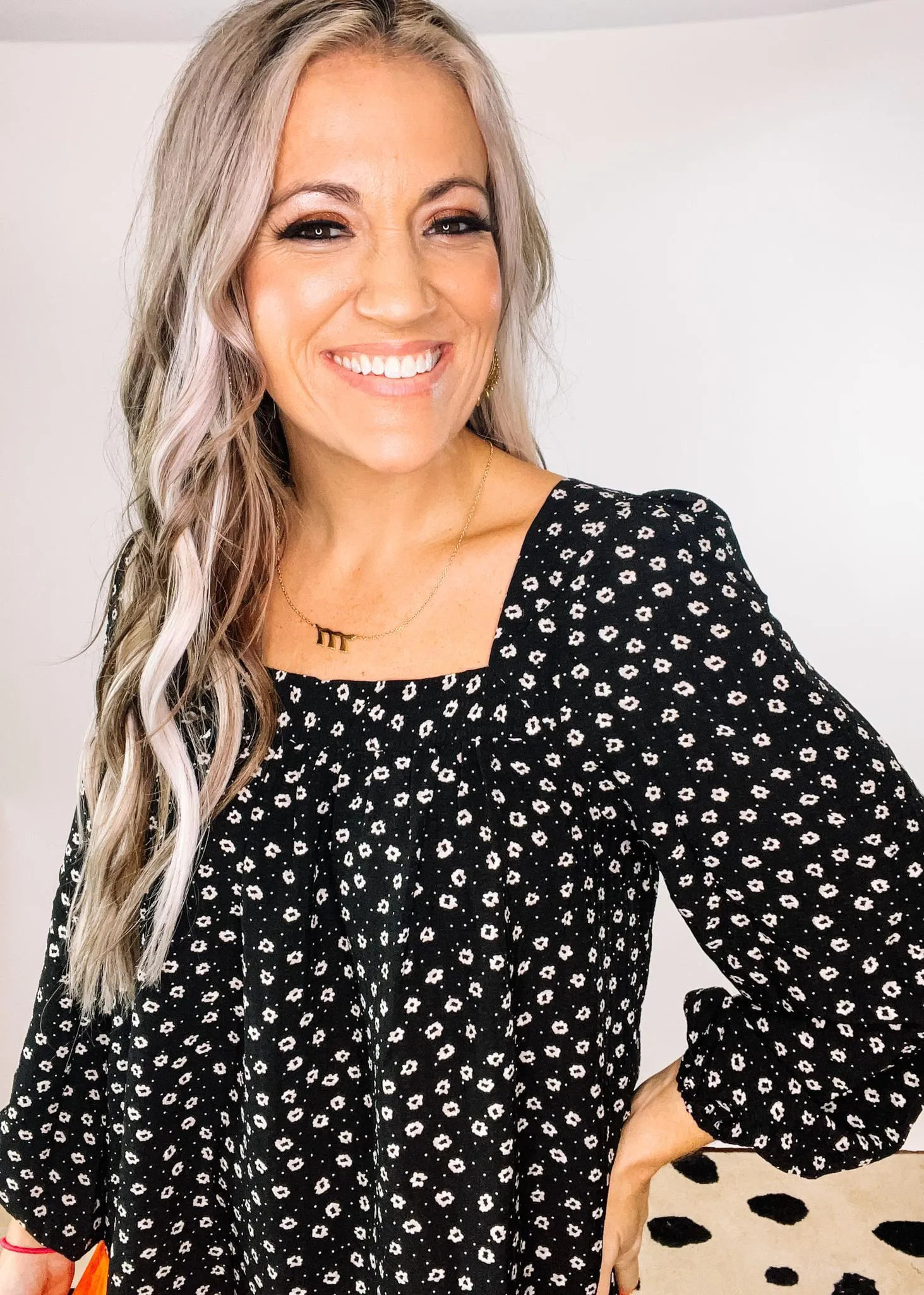 Color Block Ditsy Floral Tiered Mini Dress