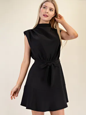Cowl Neck Fit Flare Mini Dress