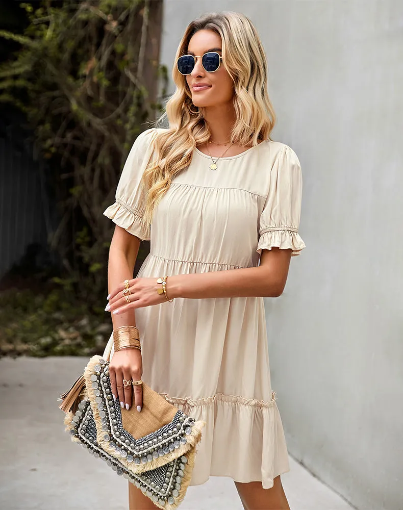 Cream Fit And Flare Mini Dress