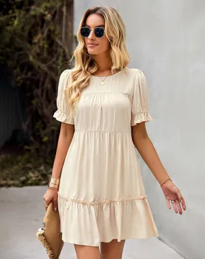 Cream Fit And Flare Mini Dress