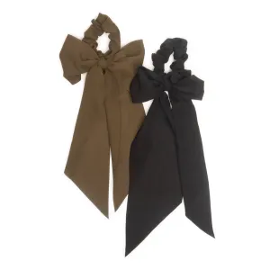 Crepe Scarf Scrunchie Set of 2- Moss