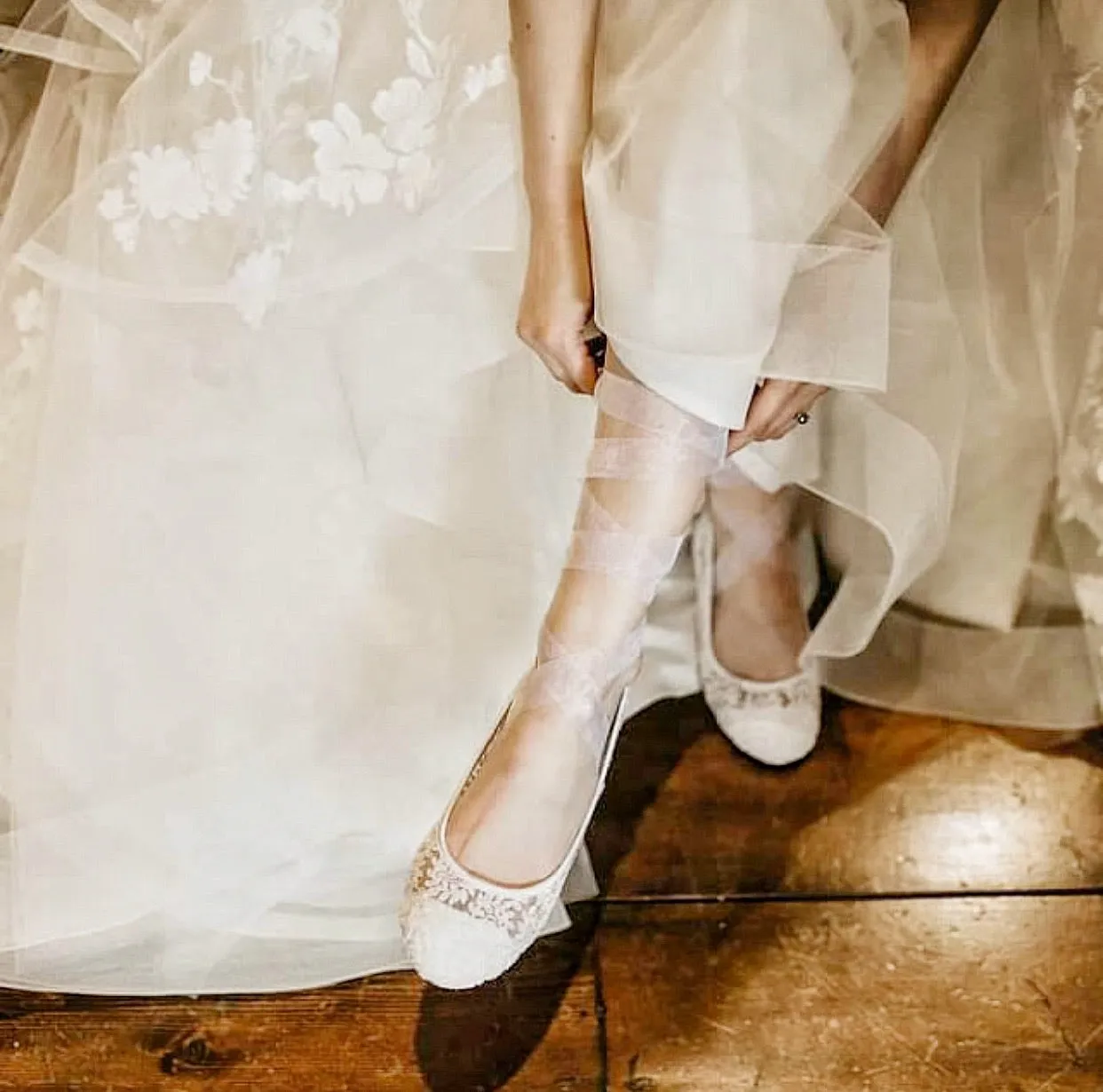 Crochet Lace Flats Ballerina Lace Up