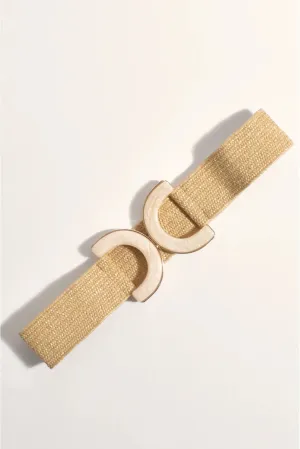 Curved Resin Buckle Stretch Belt Natural/Cream
