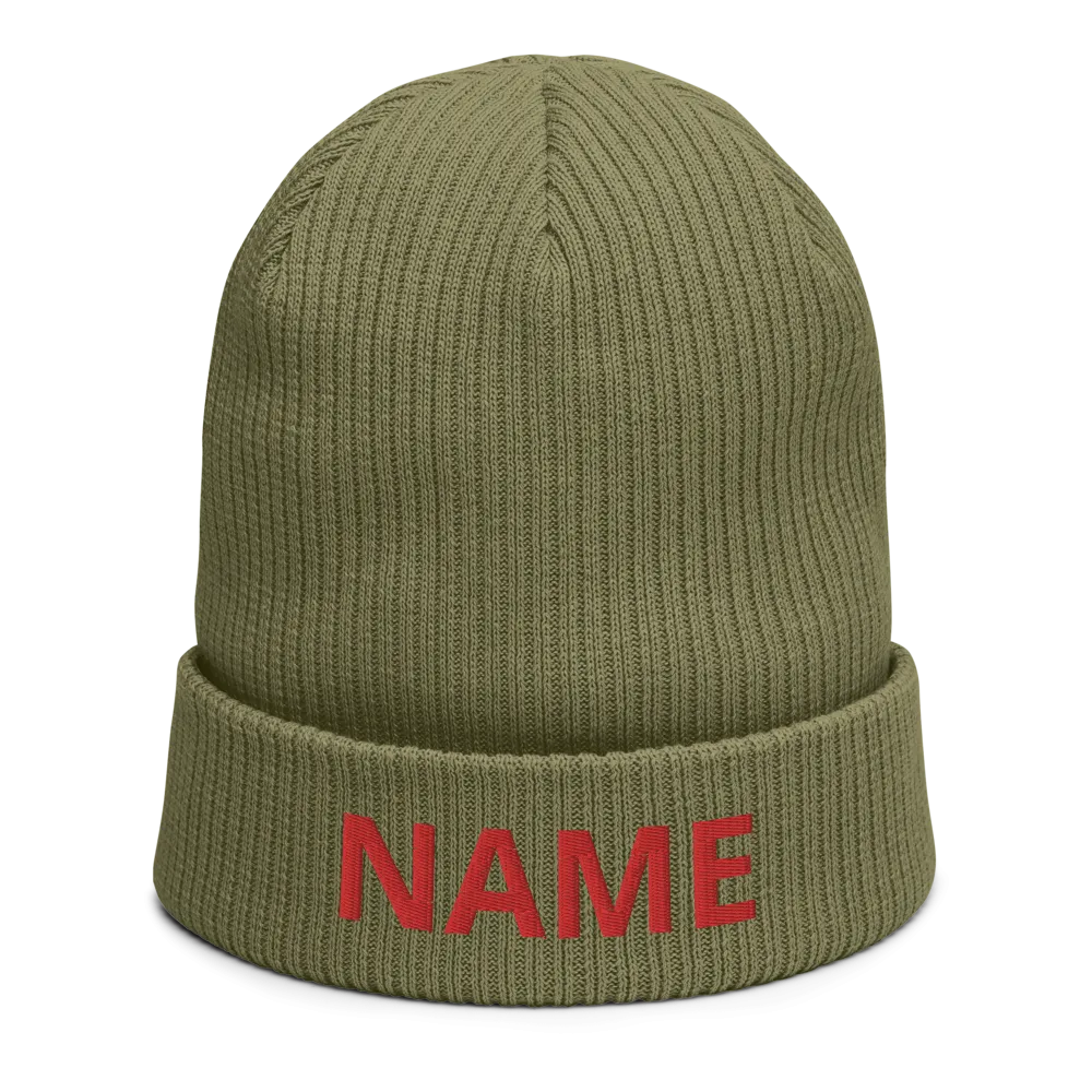 Custom Name Organic ribbed beanie