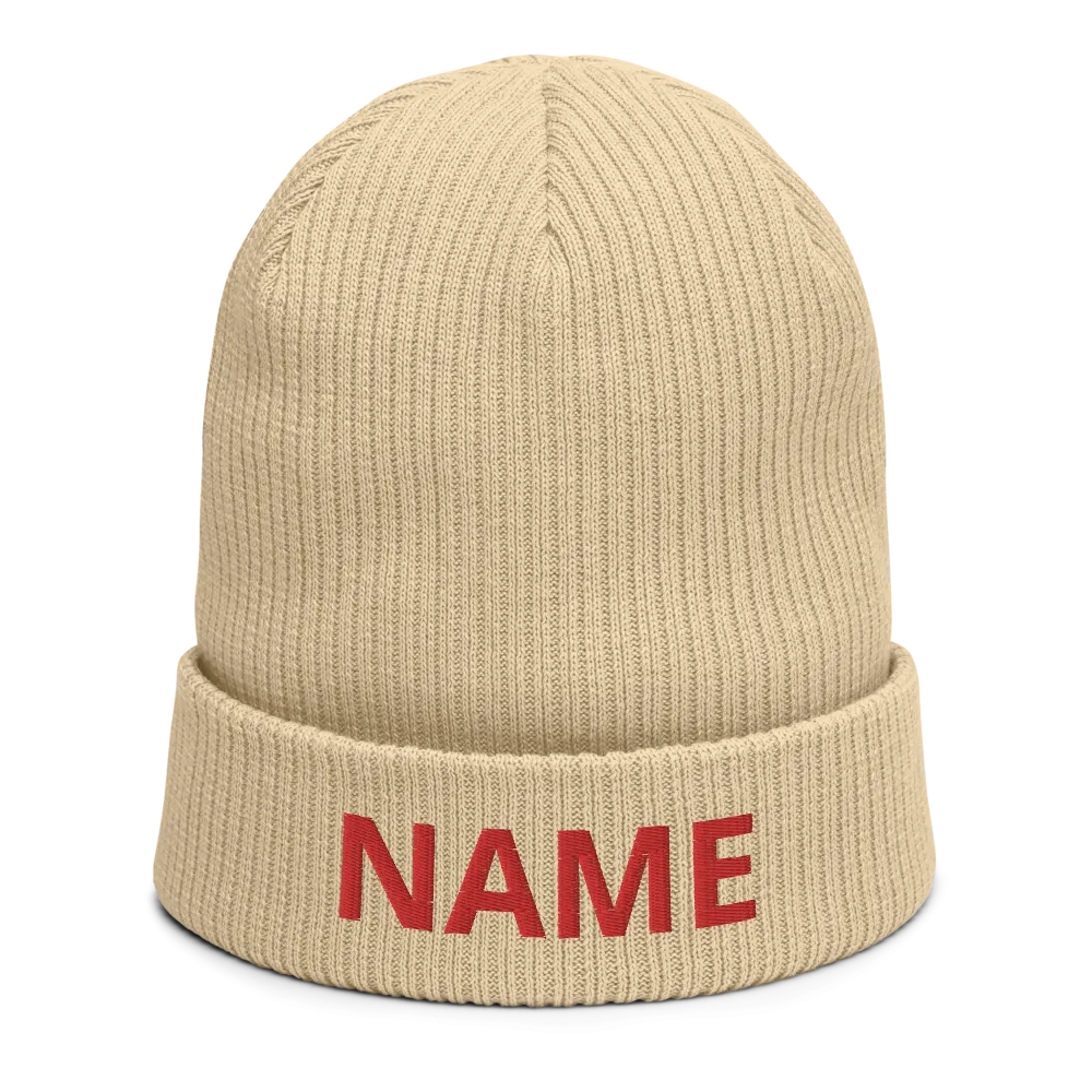 Custom Name Organic ribbed beanie
