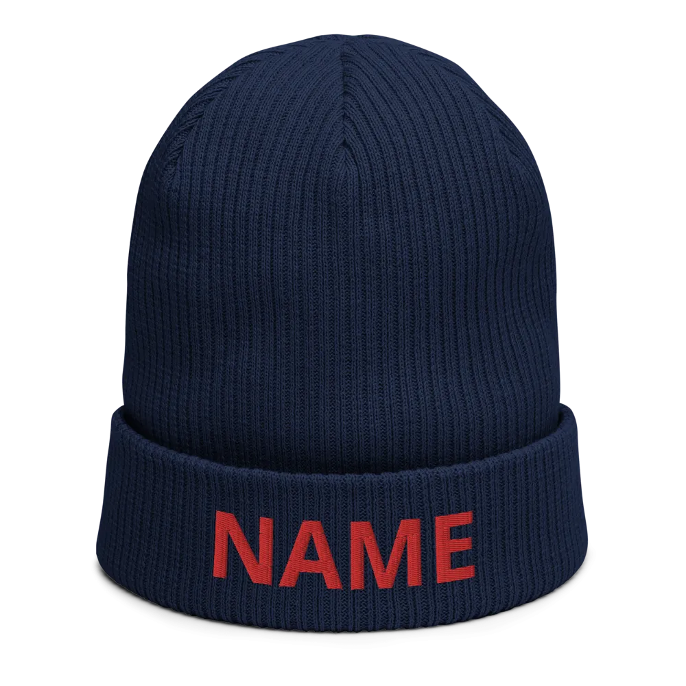 Custom Name Organic ribbed beanie