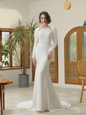 Cut-Out Crepe Fit & Flare Wedding Dress Brooklynn with Beaded Detailing