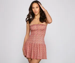 Cute And Flirty Charming Ditsy Floral Skater Dress