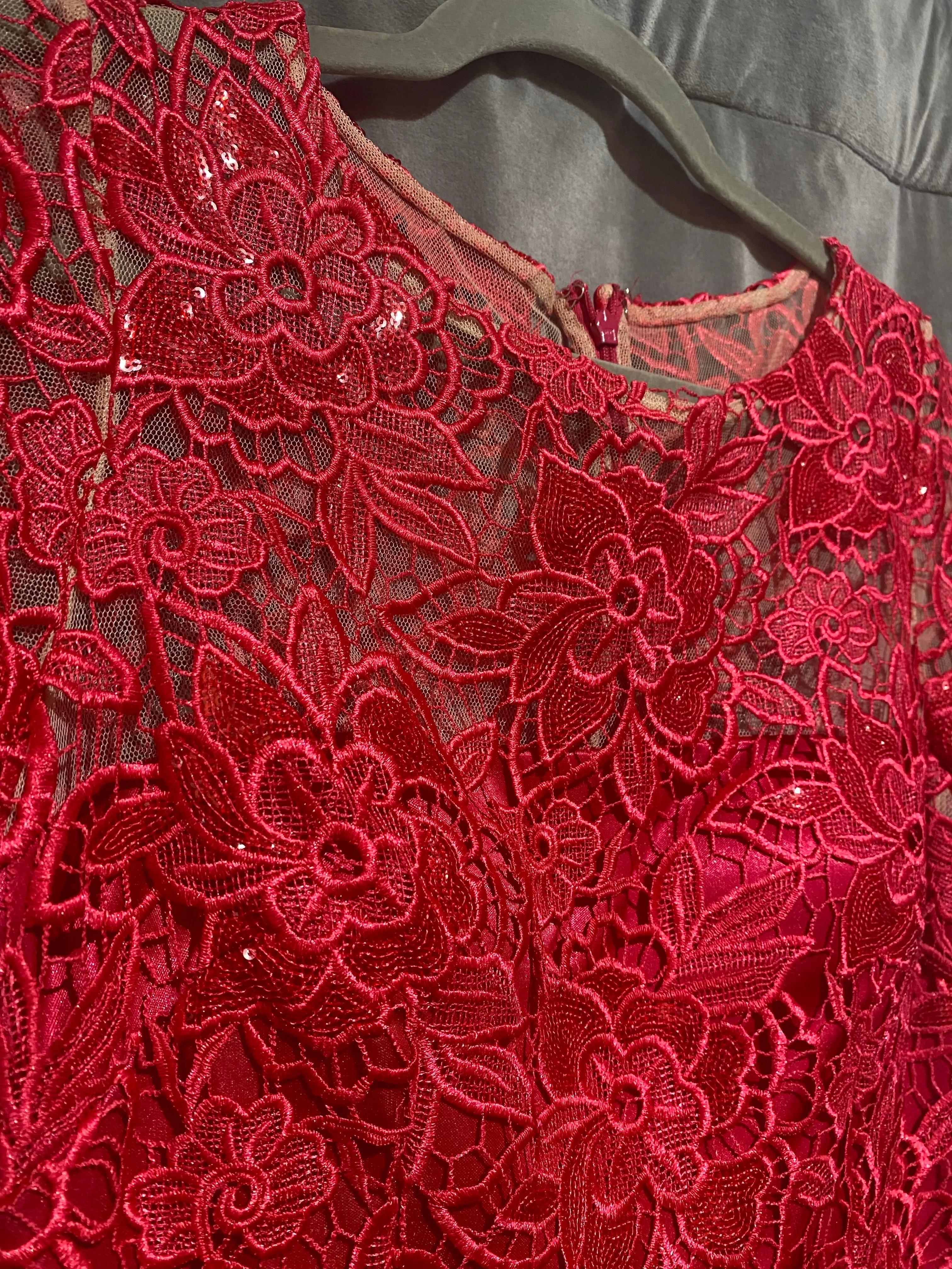 David Meister Floral Lace Straight Dress