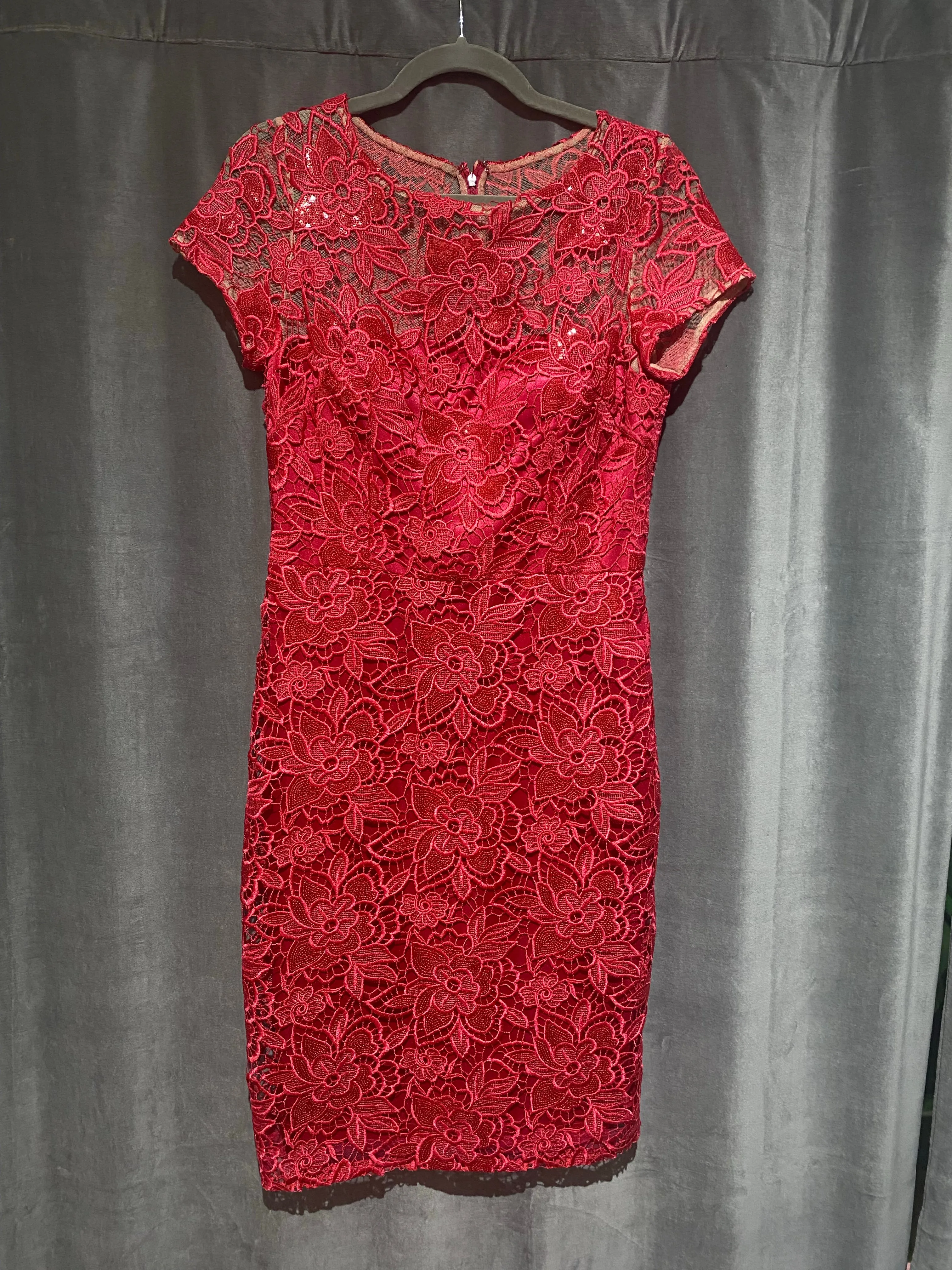 David Meister Floral Lace Straight Dress