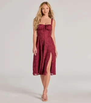 Delightful Impact Corset Slit Chiffon Midi Dress