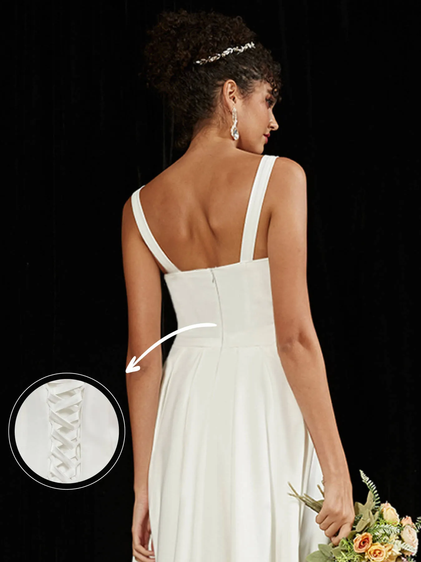 Diamond White Double FDY Sheer V-Neck A-Line Floor Length Wedding Dress