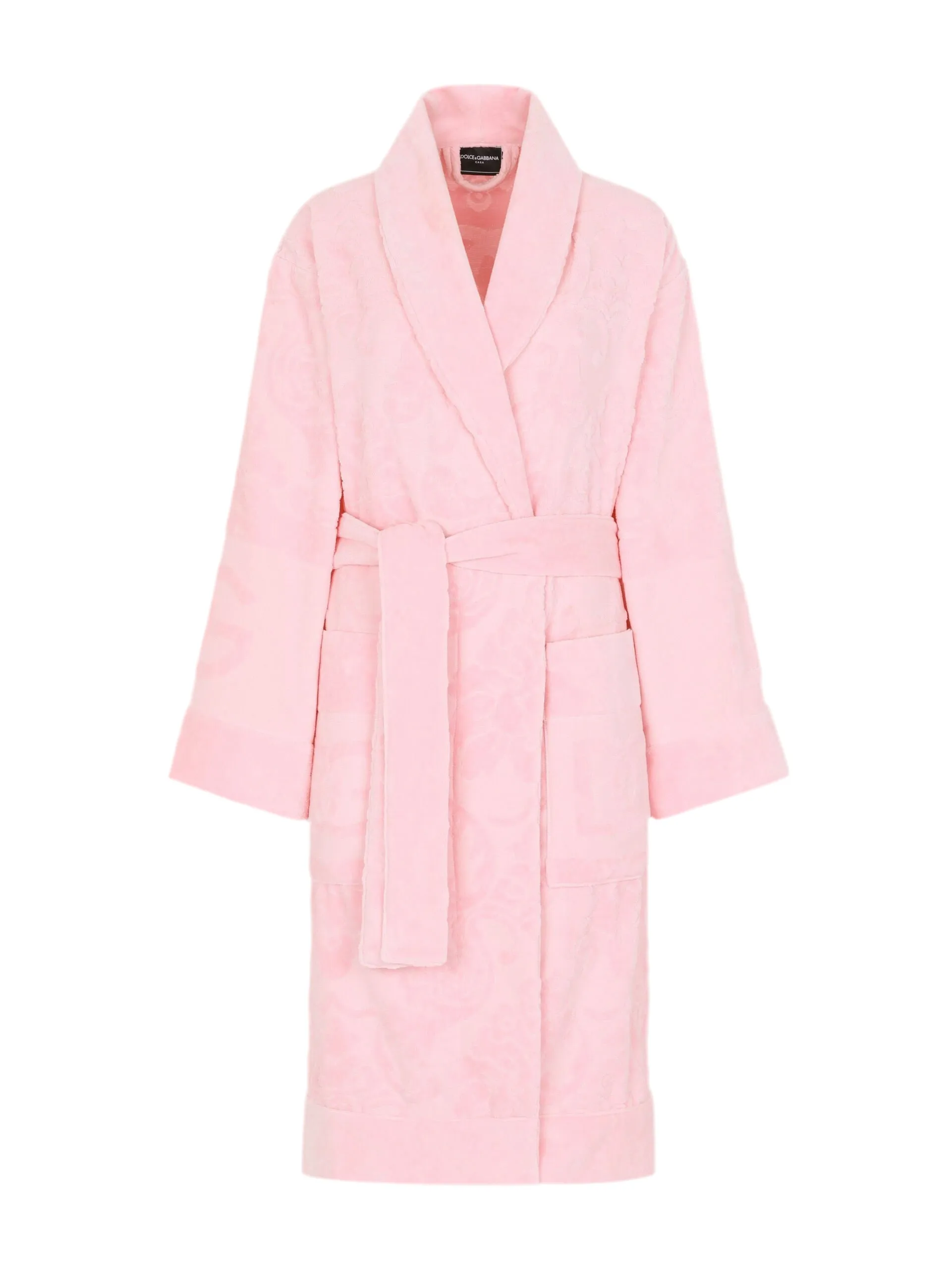 Dolce & Gabbana Casa DG Logo Jacquard Bathrobe in Pink
