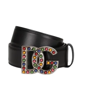 DOLCE&GABBANA BEJEWELED BUCKLE BELT  NERO