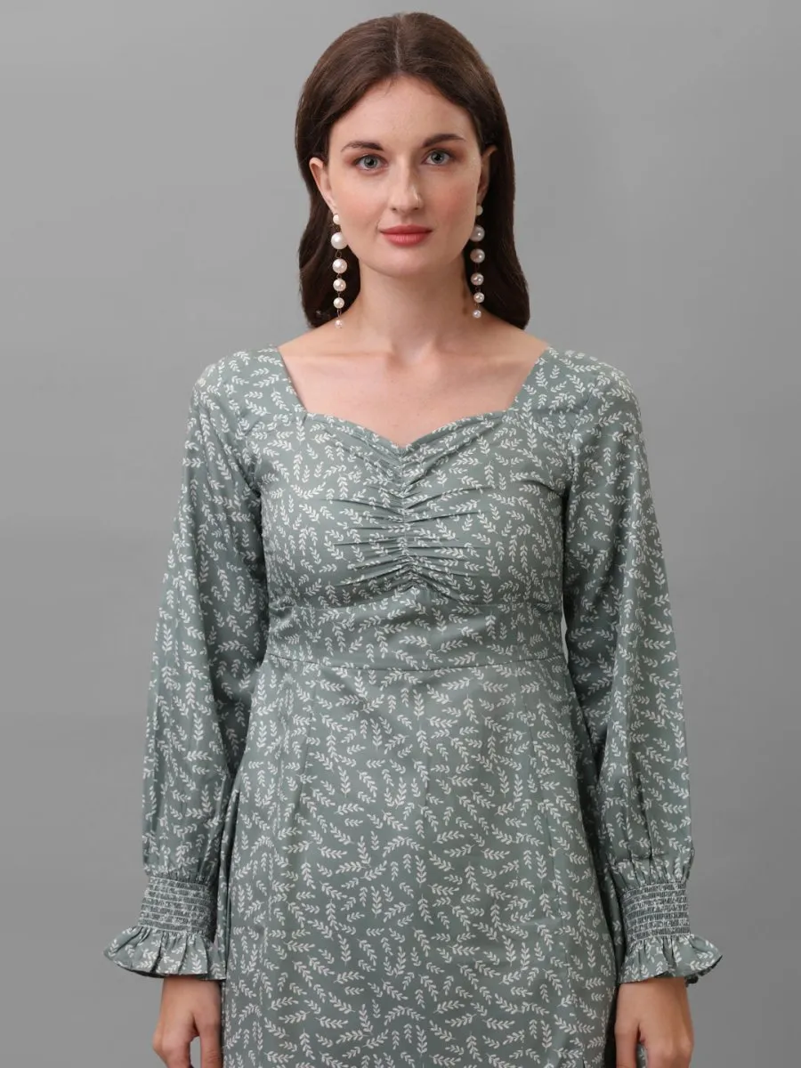 dresses for Women western wear floral Green