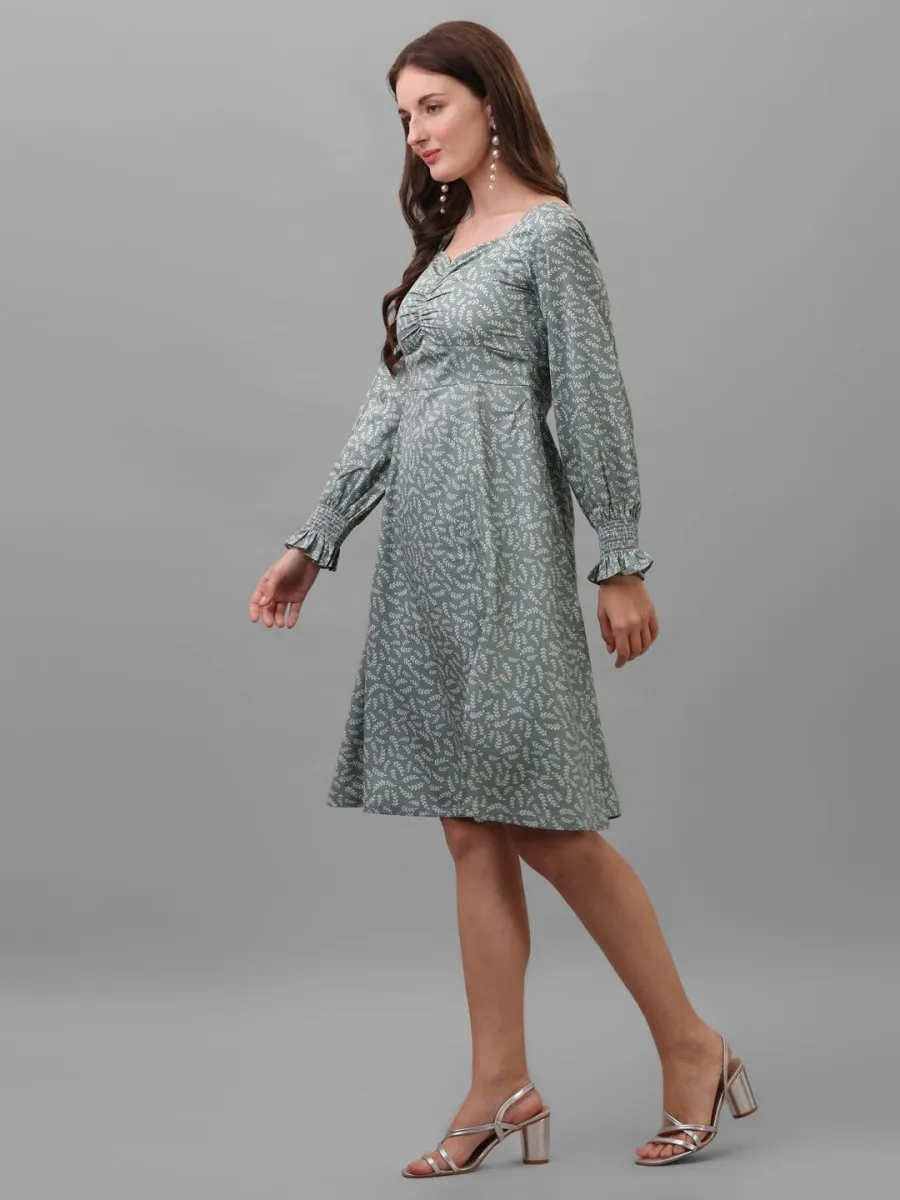 dresses for Women western wear floral Green